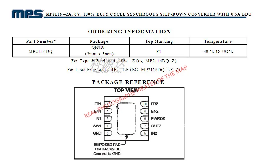 5 قطعة/الوحدة MP2116DQ MP2116 P4CH QFN