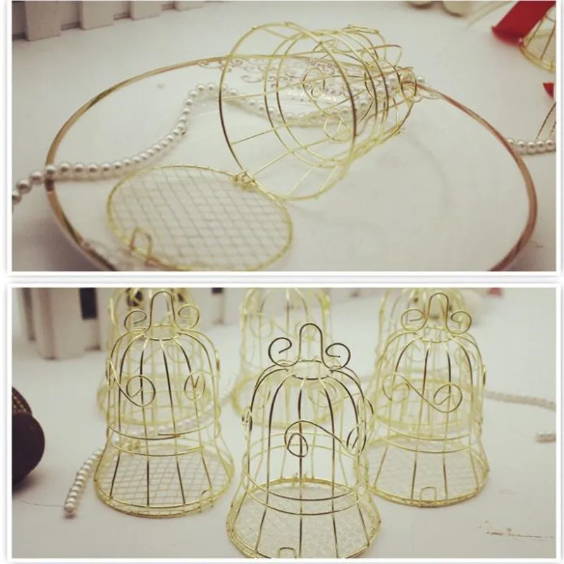 

10/30/50 pcs Golden iron bell / personality wedding candy box / Wedding tin bar birdcage candy box / European style gift