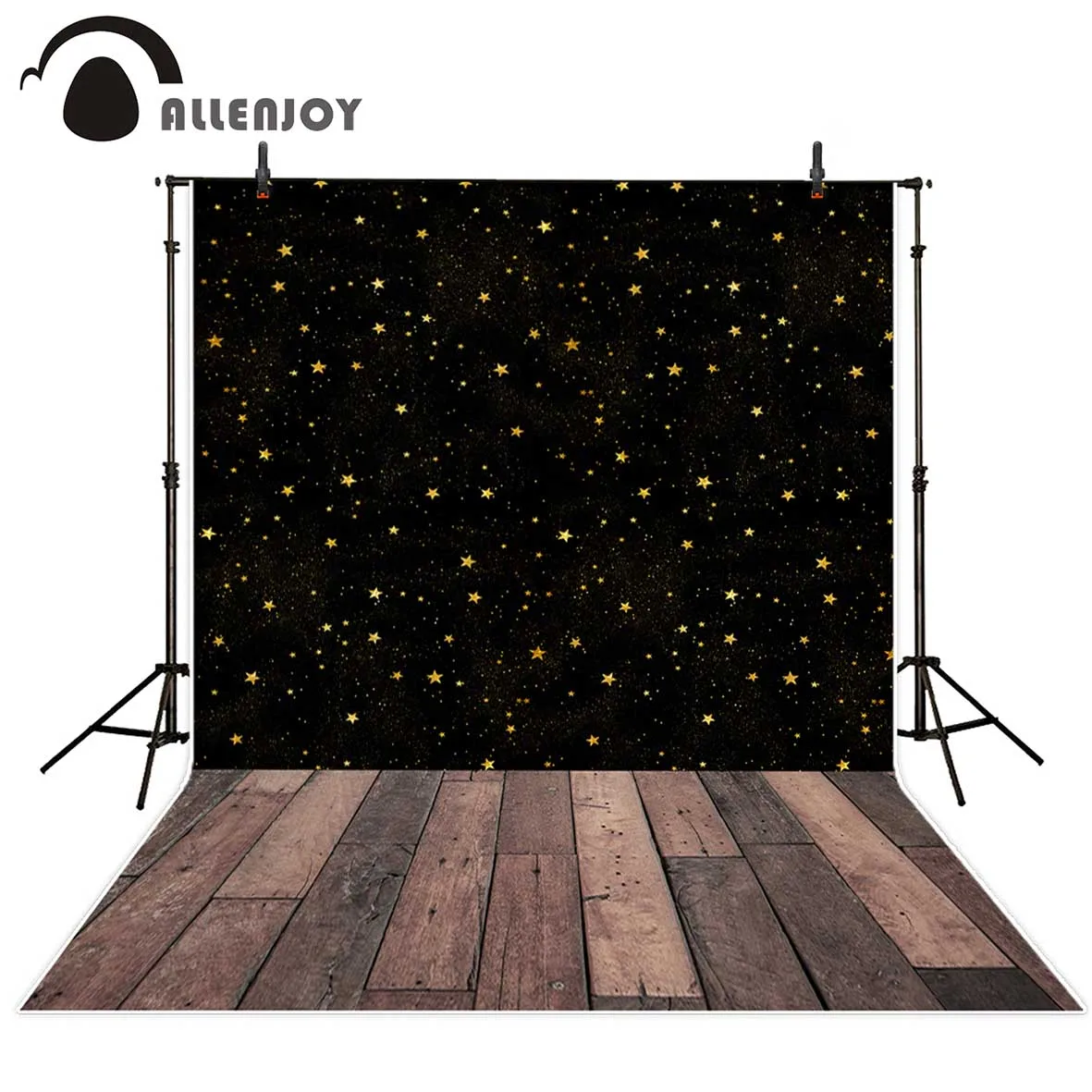 

Allenjoy photography background Black night Sky stars wood floor Bokeh backdrop Photo studio background camera fotografica