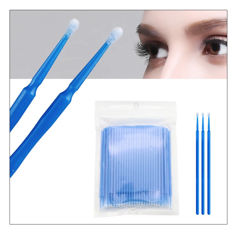 New 100 pcs disposable cotton swab makeup false eyelashes individual lashes mascara applicators brush lash extension cotton swab