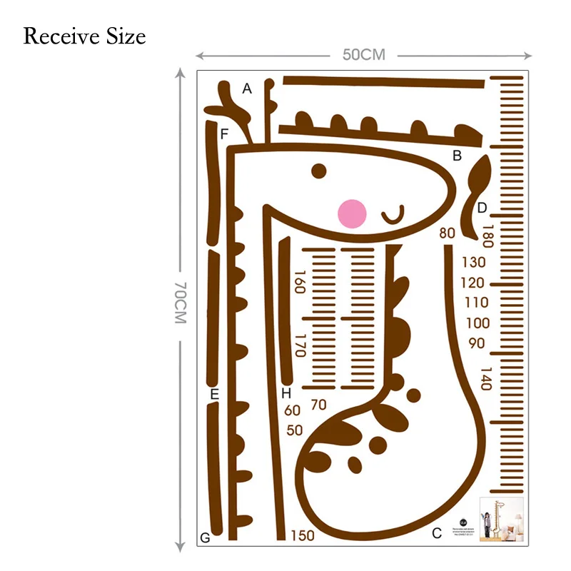 Cartoon Giraffe Height Measure Wall Sticker backdrop For Kids Rooms Height Chart Ruler Home Decoration Decals Wall Art Stickers