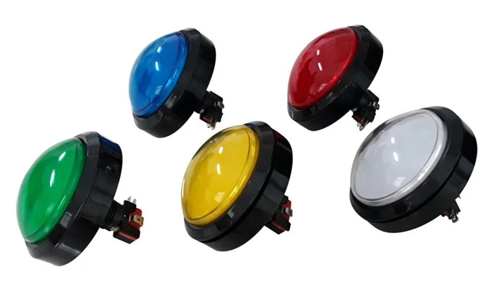 2 шт 100 мм светящиеся кнопки круглые с подсветкой кнопочные с микропереключателем для аркадной игровой машины, 5 видов цветов на выбор