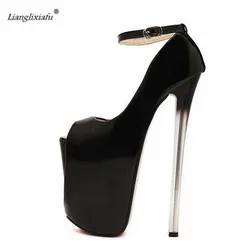 LLXF zapatos mujer Plus34-42 43 sexy Stiletto 16/19/22cm Thin Heels Shoes Woman Platform Ankle Strap Women Wedding Single Shoes