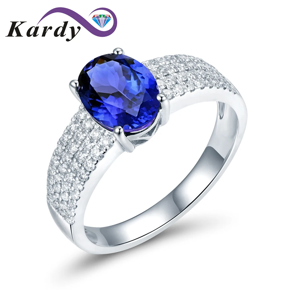 

Eternity Diamond Fashion Natural Tanzanite Gemstone Oval Cut Solid 14K White Gold Wedding Engagement Fine Fashion Ring Set