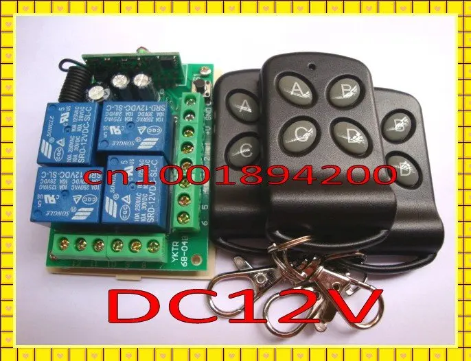 

4 Relay CH Wireless Receiver&Transmitter DC12V Momentary Toggle Latched RF Remote Control Switch System LED SMD ON OFF