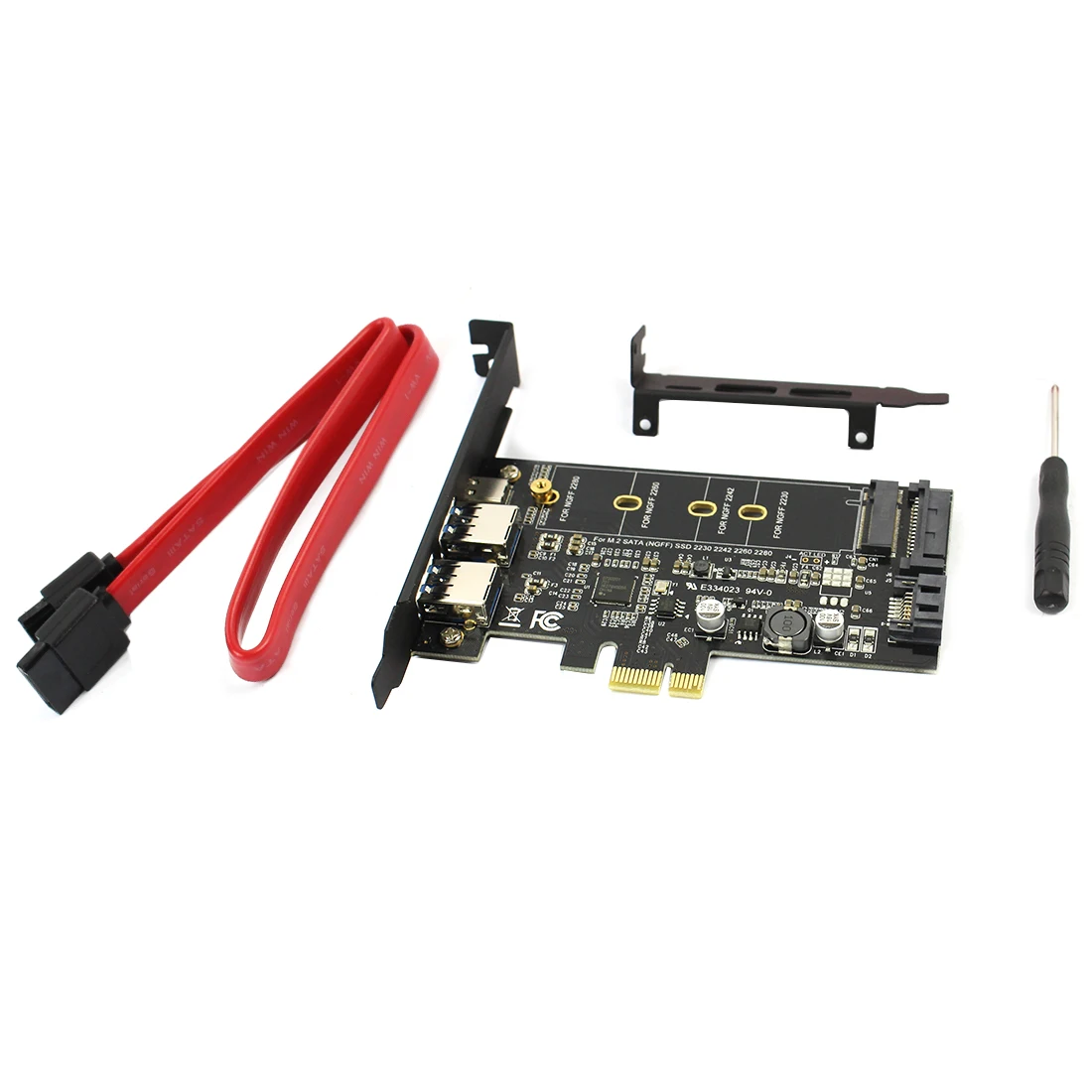 Dual USB3.0 1 puerto de tipo-c M.2 adaptador PCIe M2 SSD SATA B clave PCI-E 3,0 controlador de convertidor para NGFF 2280, 2260, 2242, 2230