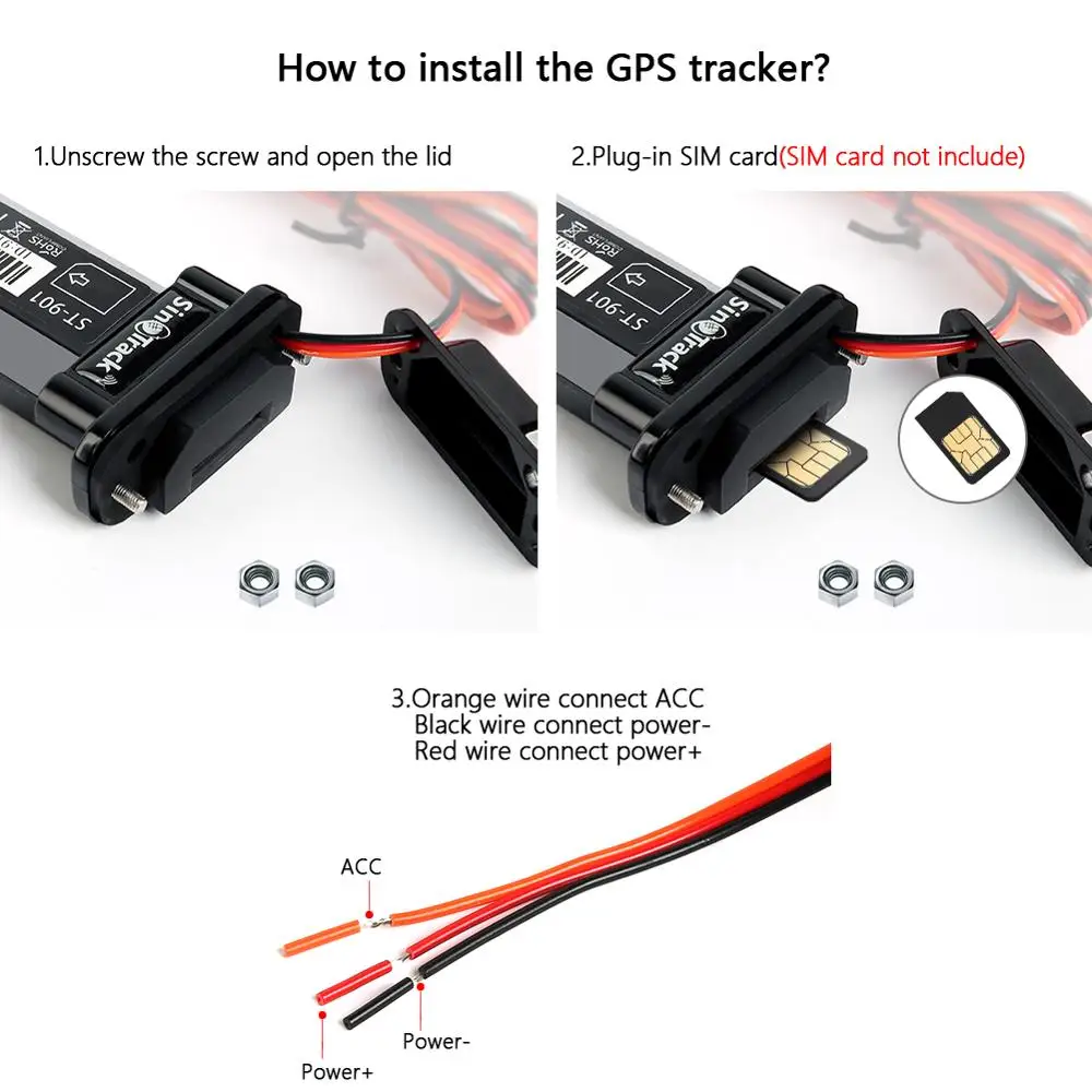 SinoTrack-Mini dispositivo rastreador GPS para coche, dispositivo impermeable con batería integrada, ST-901, 901L, Control remoto, aplicación Web