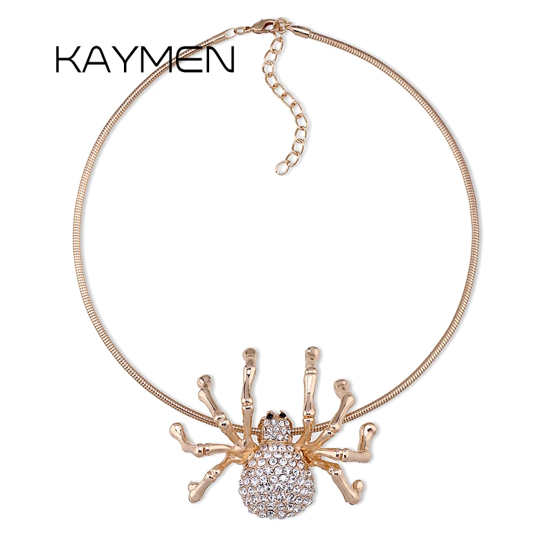 

New Arrivals Spider Pendant Necklace, Full Shining Rhinestones Animal Chokers Necklaces Sweet Cute Girl's Fashion Jewelry