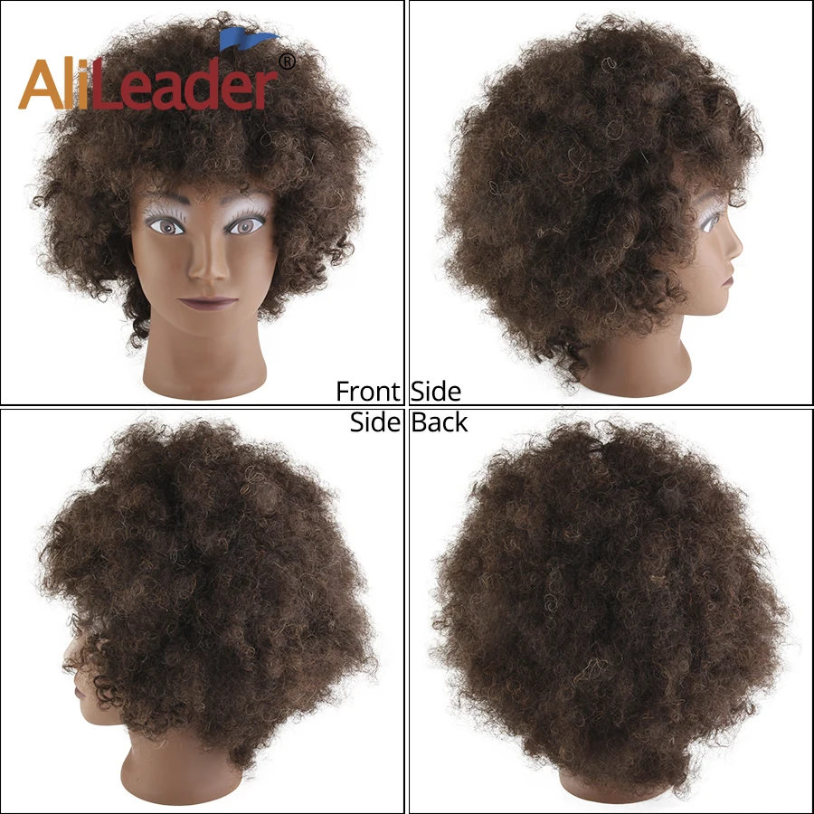 African Mannequin Head With 100% Human Hair Curly For Display Practice Braiding Styling Training Head Hair Styling