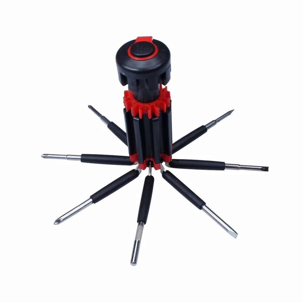 Newest  useful 8 in 1 Multi Portable Screwdriver with 6 LED Torch Tools Light Up Flashlight tool Set