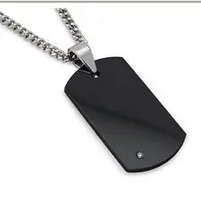 

cheap Unique Men's Black Tungsten Carbide Dog Tag with Steel tag low price custom Stainless steel engraved dog tag