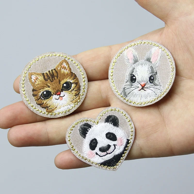AHYONNIEX 1 sztuka uroczy kot Panda królik naszywka żelazny haft z emblematem