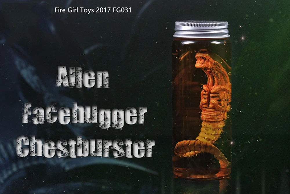 Predator Alien Larva Face Bug + glass bottle Fire Girl Toys Chestburster Facehugger Culture Tank