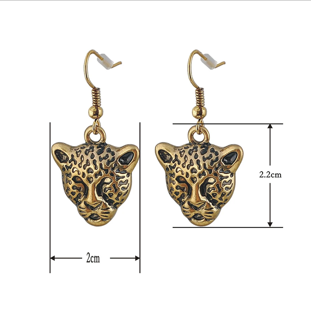 European Stereoscopic Trend Cute Leopard Earrings With Pendant Ancient Gold Color Lovely Fashion Earrings Jewelry