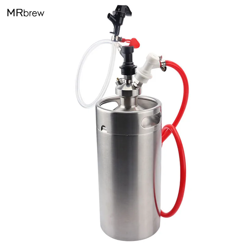 

Stainless Steel 3.6L Mini Keg Growler + Mini Keg Dispenser with Beer Dispensering and Gas Line Assembly