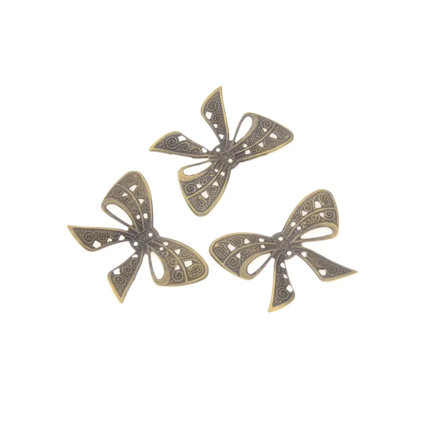 MIAOCHI DIY 25PCs Antique Bronze Filigree Wraps Bow-knot Connectors Metal Crafts Gift Decoration DIY Findings 38*26mm