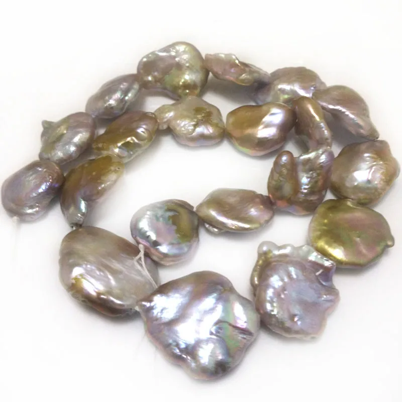 

16 inches 19-25mm Natural Lavender Flat Large Baroque Pearl Loose Strand