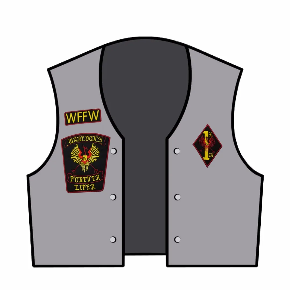 NEW ARRIVAL WARLOCKS Motorcycle Patch 1% Biker Rider Vest MC Embroidered Iron On Back of Jacket Patch DIY G0434 Free Shipping image 4