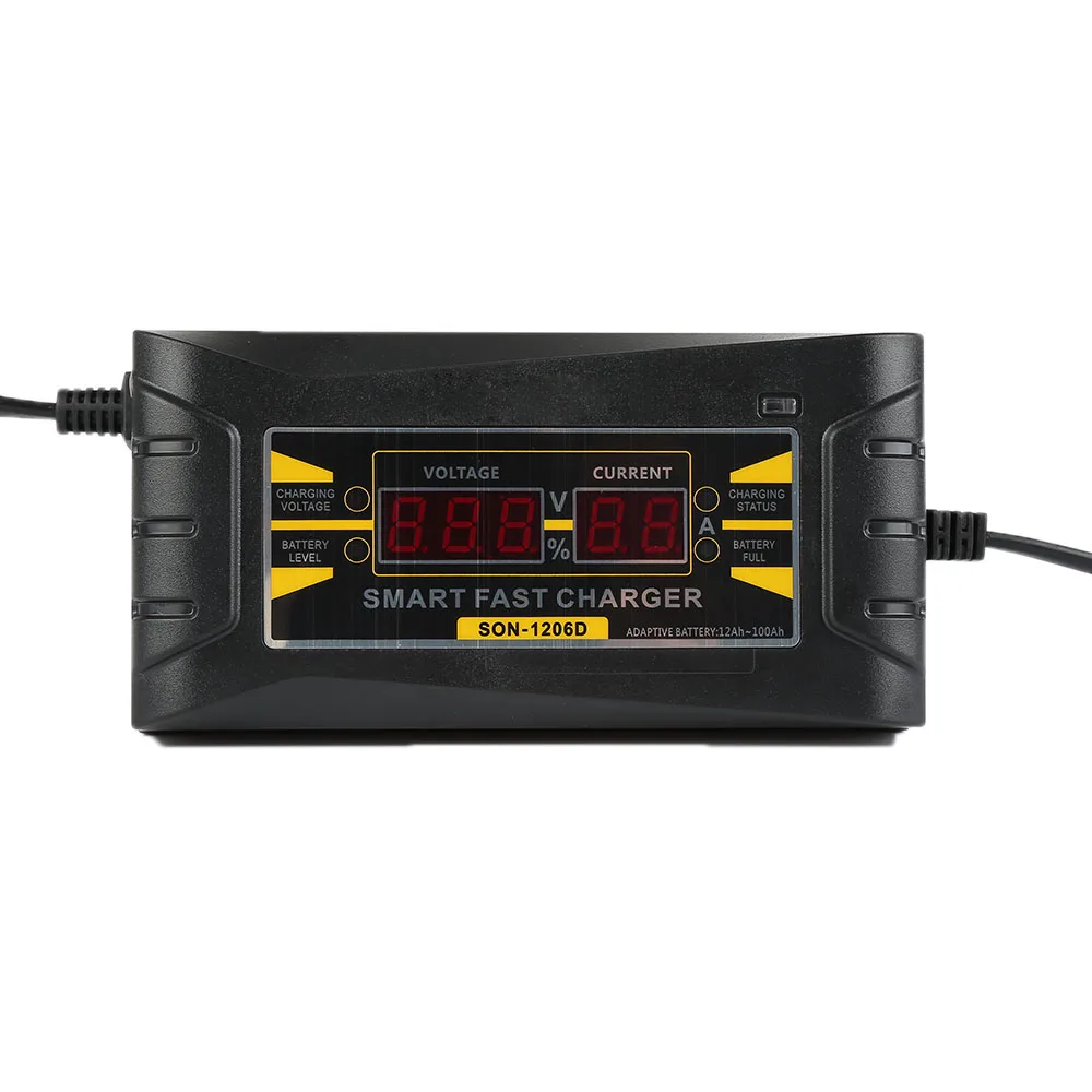 Genuine Full Automatic Smart 12V 10A Lead Acid/GEL Battery Charger w/ LCD Display US EU Plug Smart Fast Battery Charger