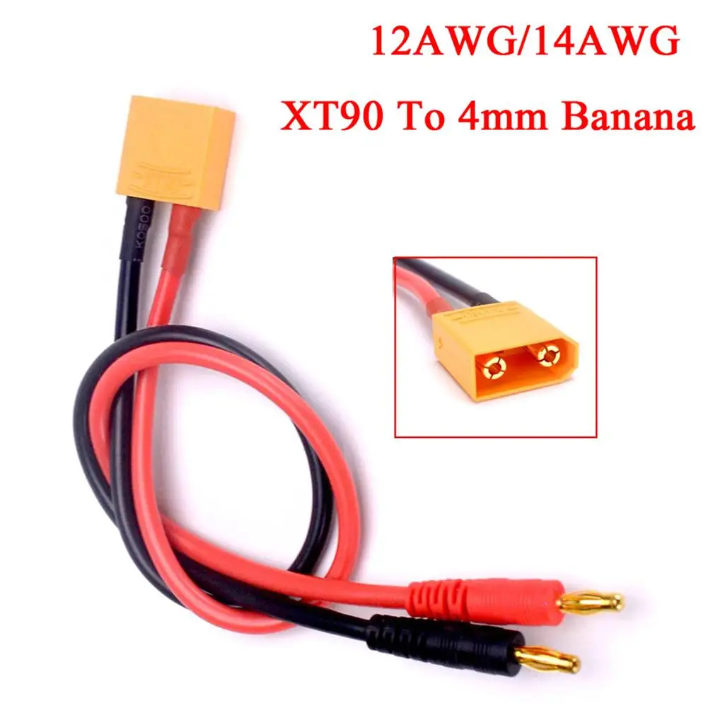 XT90 To 4mm Banana Plugs Battery Charge Cable Lipo Charger Lead 40cm 12AWG/14AWG for imax B6