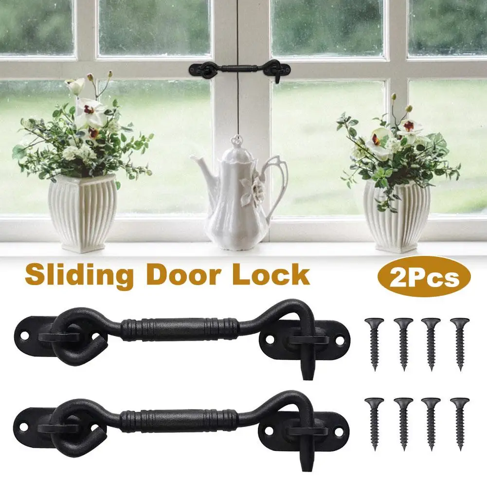 Barn Door Lock Stainless Steel Hook Lock Sliding Door Partition Door Lock Antitheft Door Window Security Lock Alloy