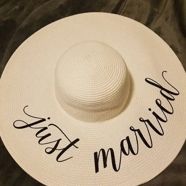 

Customize Bride Tribe beach wedding floppy Mrs Sequin Sun Hats Just married Drunk in love Honeymoon bridal party gifts favors