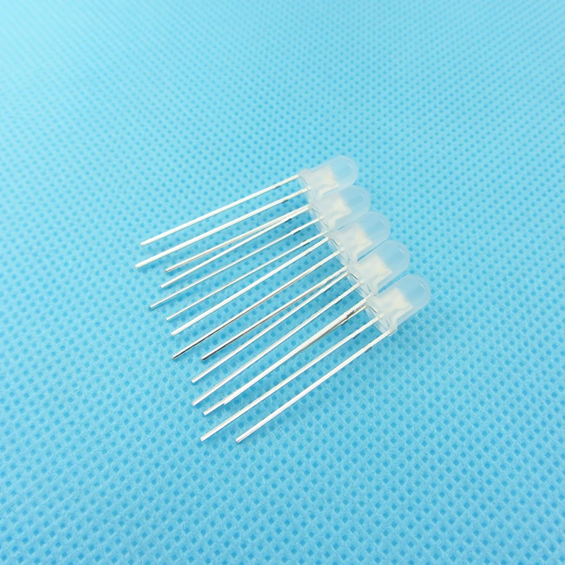 10pcs/lot F5 5mm LED Bi-Color Diffused Common Cathode Round Light Emitting Diode Dual Red Blue Foggy Plug-in Practice DIY Kit