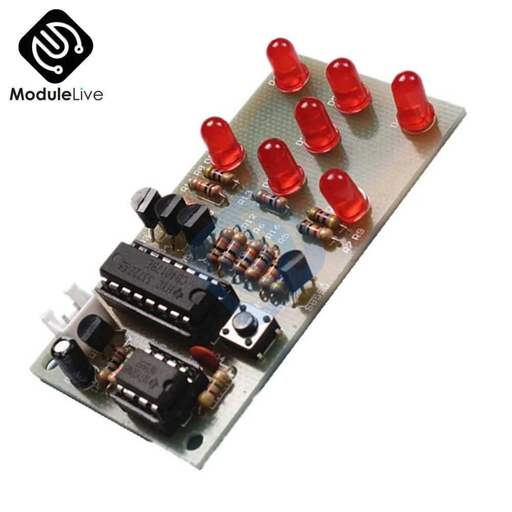 Electronic Dice CD4017 NE555 LED Module DIY Kit 5mm Red LED 4.5-5V ICSK057A Electronic Module Fun Diy Electronic