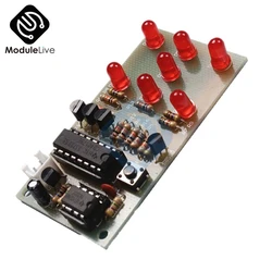 Módulo eletrônico de dados DIY Kit, dados eletrônicos, diversão DIY, 5mm, LED vermelho, 4.5-5V, ICSK057A, CD4017, NE555