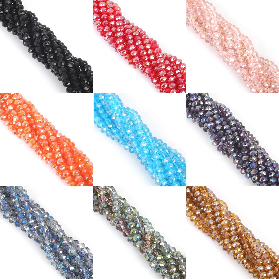 Wholesale 2/3/4/6/8mm Bicone Crystal Beads AB Color Cut Faceted Round Glass Beads for Jewelry Making Bracelet Accessories