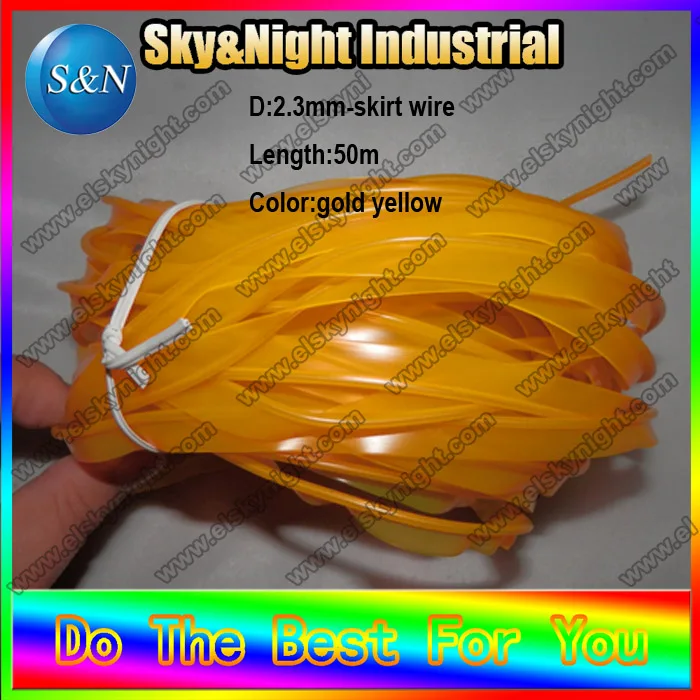 

New 2017 flexible neon cold el skirt wire-2.3mm-gold yellow+free shipping in ten colors without inverter