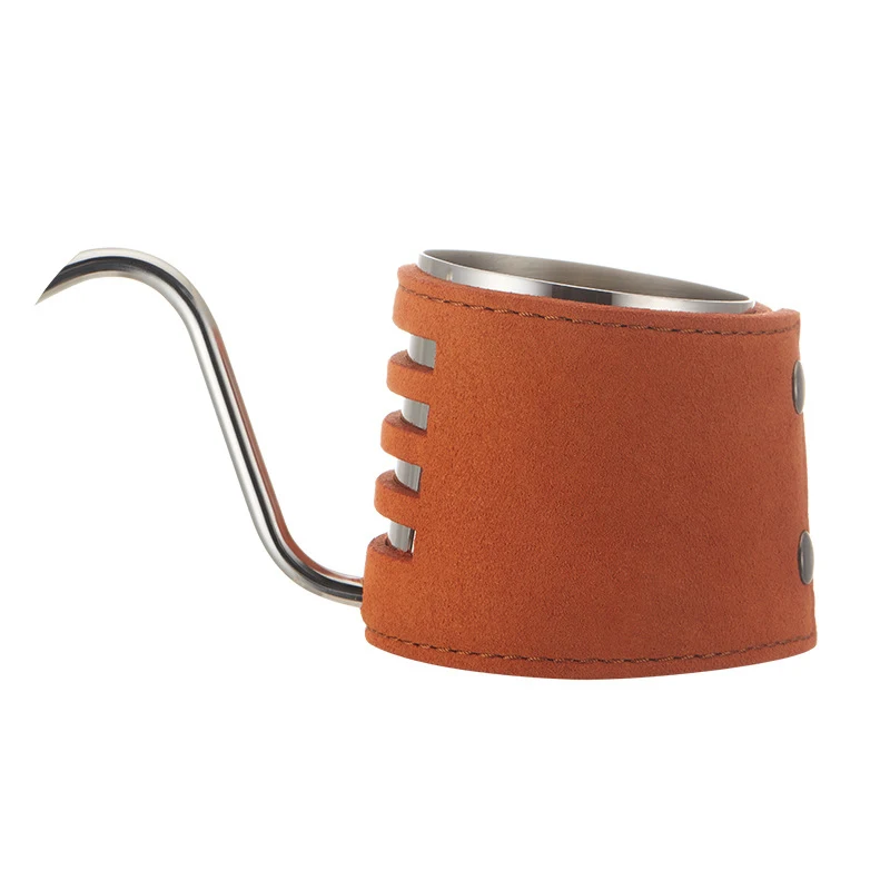 Stainless Steel Drip Kettle with Synthetic Leather Wrapping and Extra Narrowed Gooseneck Spout 200ML