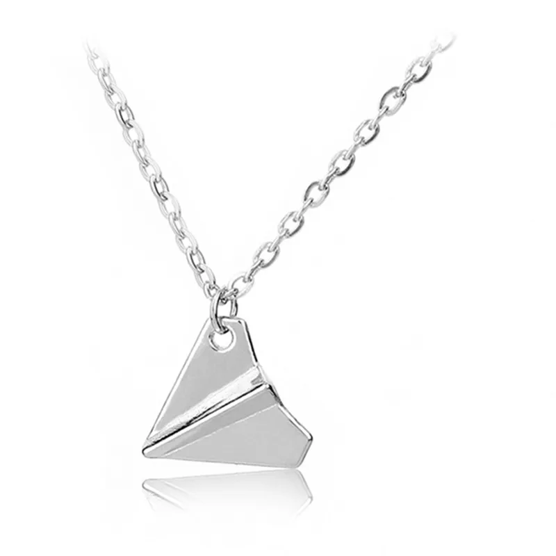 1D One Direction Necklace Paper Airplane Plane Pendant Gold Black Gun Silver Color Fashion Simple Jewelry Men Women Wholesale