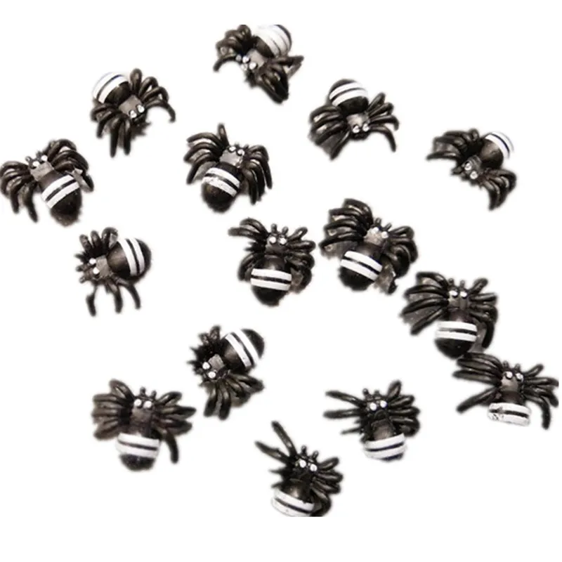 10Pcs/Lot Simulation Little Spider Model Black Spider Tricky Fool Toy Five Poison Scary Halloween Horror Ghost Festival Props