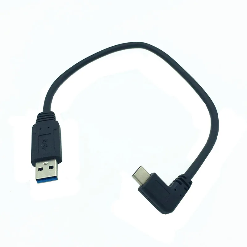 USB 3.0 Male to USB 90 Degree  Angle 3.1 Type-C Male USB Data Sync Charge Connector Cable 0.25M