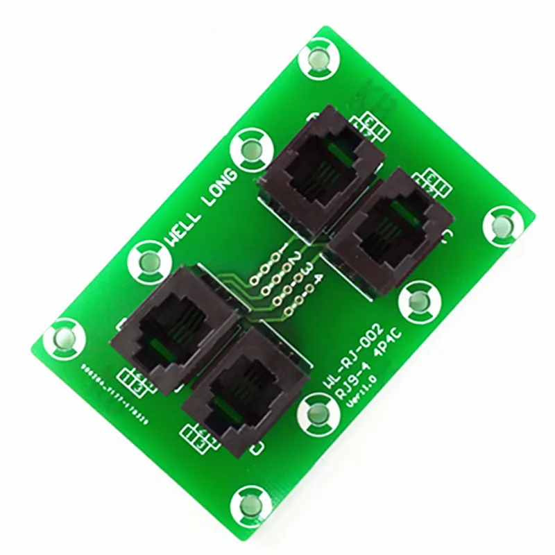 2PCS/Lot RJ9 4P4C Right Angle Jack 4-Way Buss Breakout Board, Terminal Block, Connector.