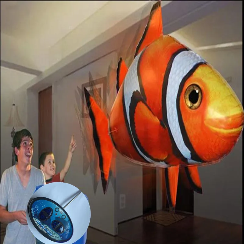 Wholesale - Air flying fish shaped Aluminum balloon in high quality;configuration remote control