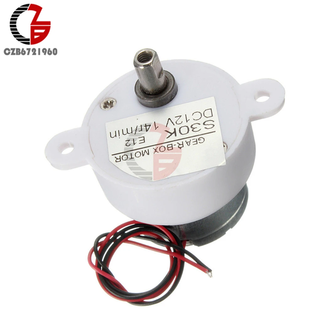 DC 12V Electric Brush DC Motor High Torque Gear Motor Geared Box S30K Reduction Motor 14RPM 2 Wires for Electronic Toys Fan