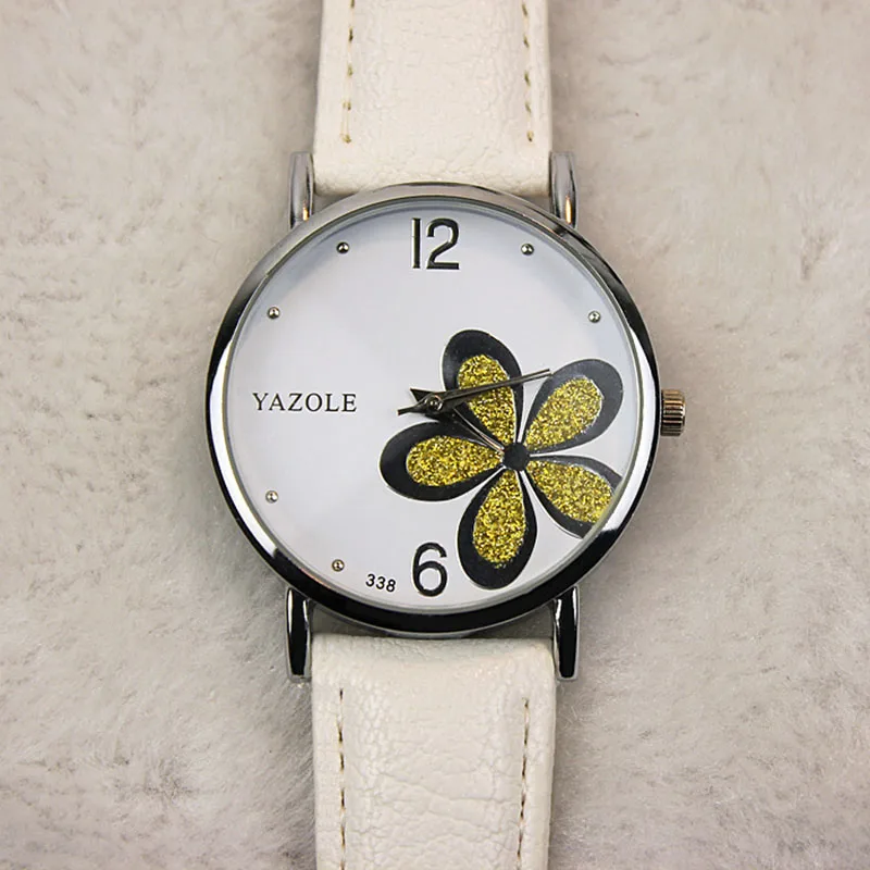 YAZOLE Wrist Watch Luxury Crystal Ladies Watch Women Watches Flower Women\'s Watches Leather Clock zegarek damski reloj mujer