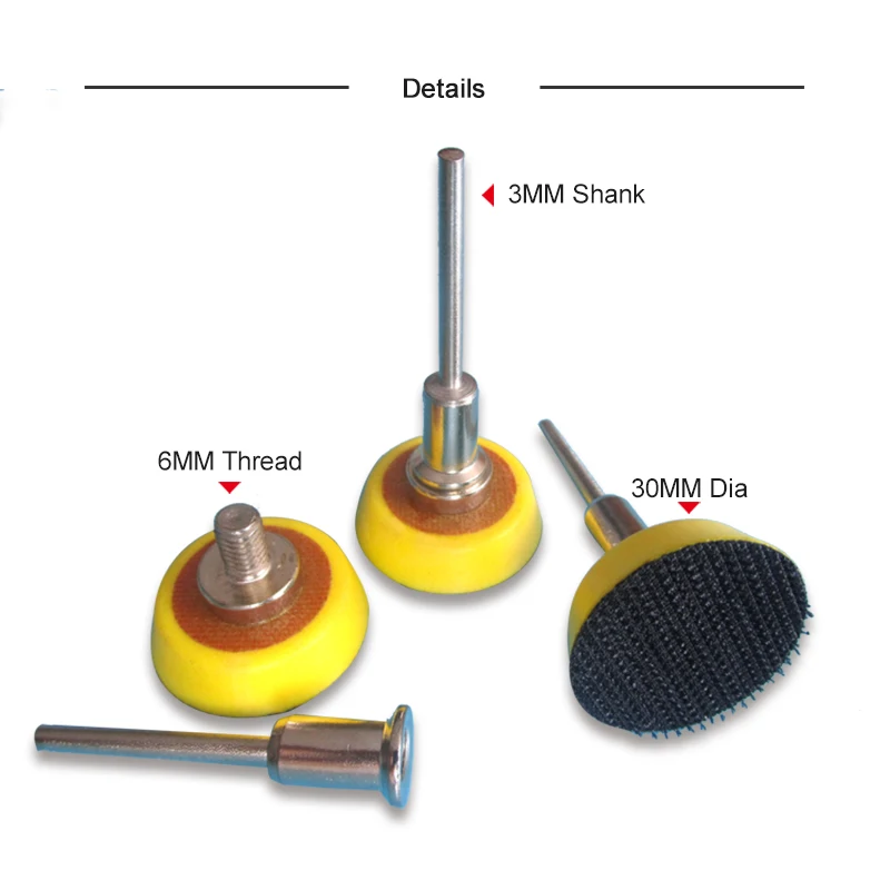 1.2 Polegada almofada de backup do plutônio disco de lixa almofada de lixamento 3mm diâmetro da haste ferramentas abrasivas moedor elétrico acessórios