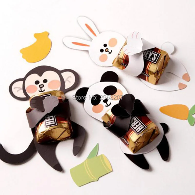 

300pcs Candy Cover Monkey Panda Rabbit Children Birthday Wedding Chocolate Decorate Christmas Gift Use ZA6980