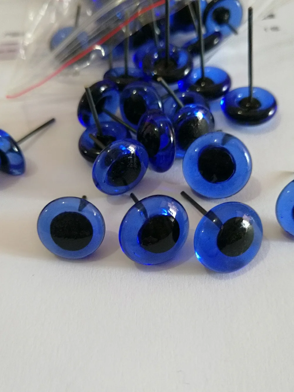 50pcs  new items  3/4/5/6/7/8/9/10/11/12mm  blue color glass toy eyes with pin for diy handcraft materials--size option