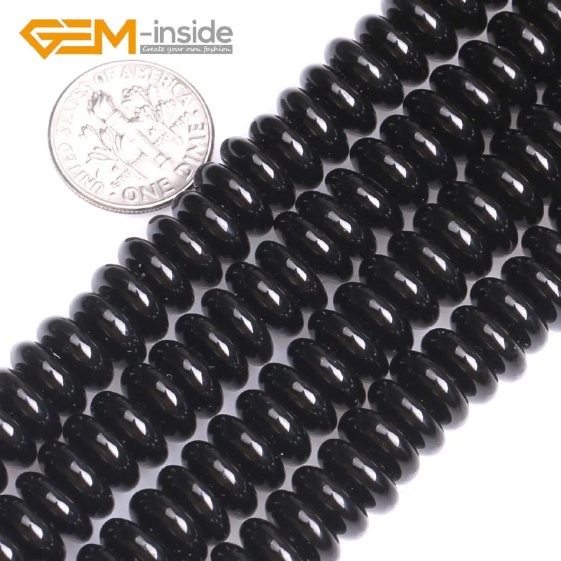 Natural Black Agates Smooth Faceted Surface Rondelle Shape Spacer Natural Bead For Jewelry Making Loose Beads 15 Inch Wholesale