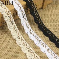 20yards 1.8cm Cotton Beige Lace Ribbon Trims Embroidered Black Cotton Fabric DIY Wedding Scrapbooking Crafts Garments Accessory