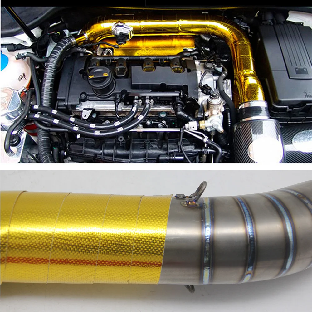 ZSDTRP 5 M/10 M/15 M ท่อไอเสียอลูมิเนียมฟอยล์สูงอุณหภูมิเทปสะท้อนแสงความร้อน Moto รถ Intake Intercooler