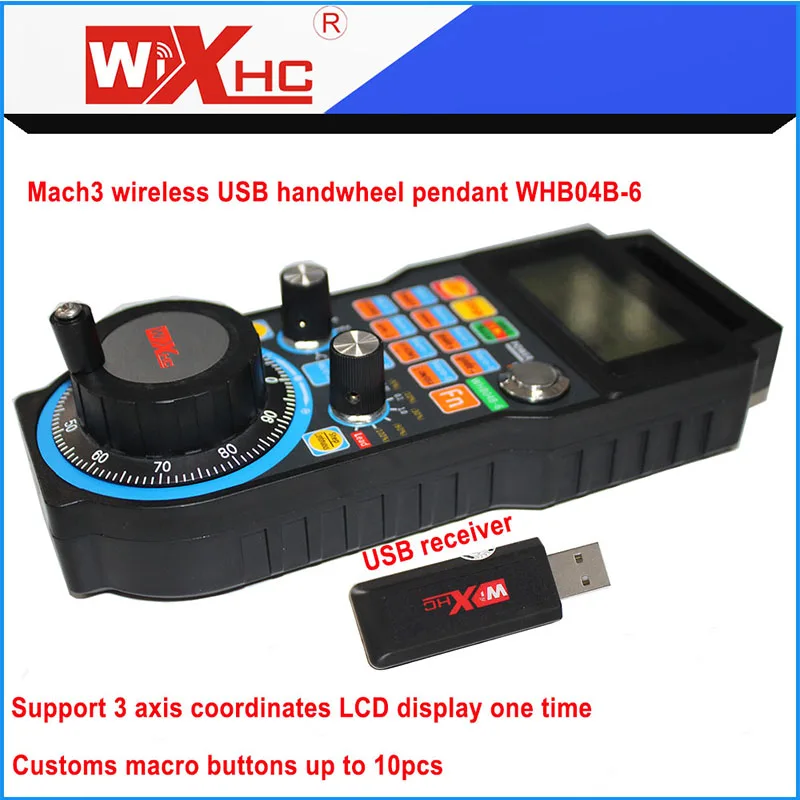 XHC MACH3 Electronic Handwheel Mach3 Controller 6 Axis with USB Recevier for CNC Milling  Engraving Router WHB04B Control 40M