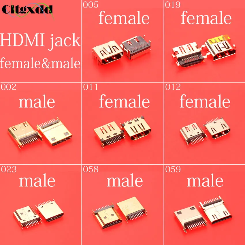 cltgxdd 19pin(9pin 10pin) Two-row needle HDMI jack socket female and male connector HD TV Interface and laptop replacement