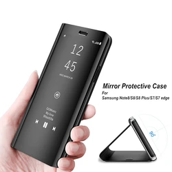 Smart APP Luxury Mirror View Flip Case For Samsung Galaxy S24 S23 S22 S21 S20 Ultra S10 S9 S8 Plus Note 20 10 9 Magnetic Cover
