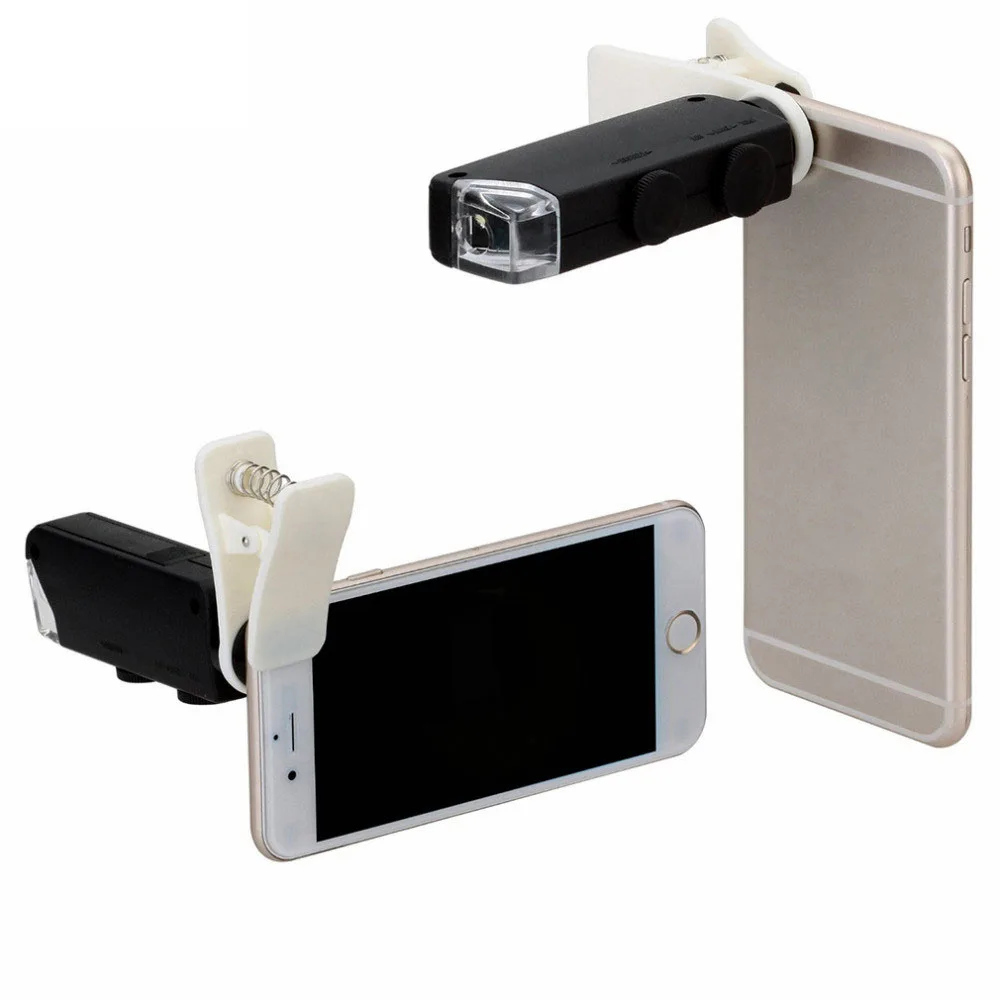 60X to 100X Zoom LED Microscope Magnifier Micro Mobile Phone Lens Camera with Universal Clip For iPhone Samsung HTC Huawei