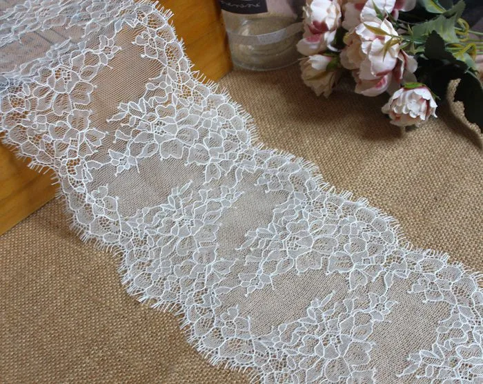 6meter Eyelash Lace Fabric 15cm DIY Decorative High Quality Soft black Nylon Eyelash Lace Trim Wedding Dress Fabric